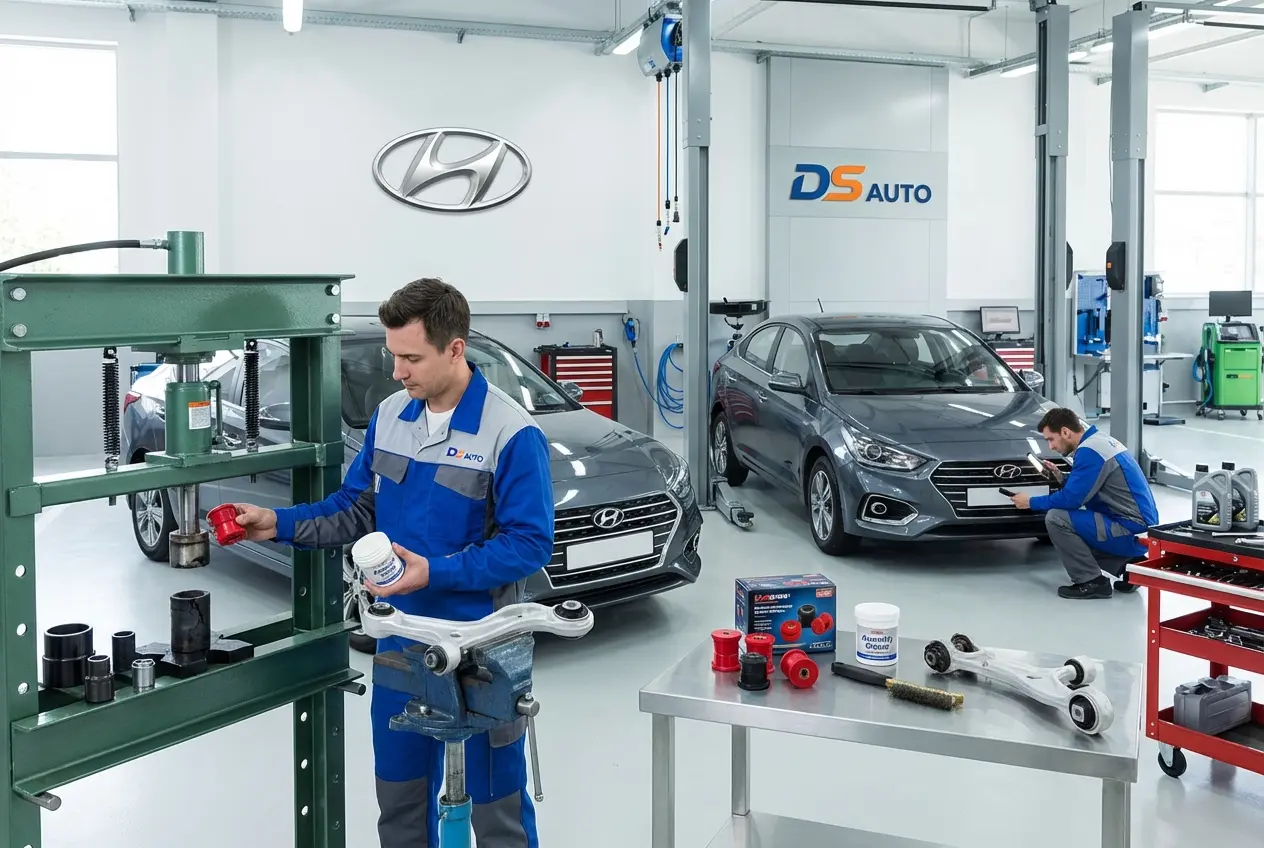Замена сайлентблоков передних рычагов Hyundai в автосервисе «DS Auto» в Жуковском

