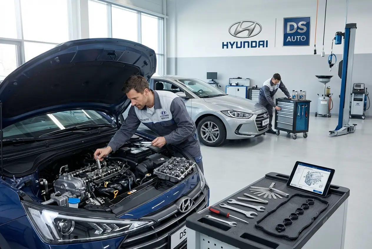 Проверка и регулировка зазоров клапанов двигателя Hyundai в автосервисе DS Auto в Жуковском
