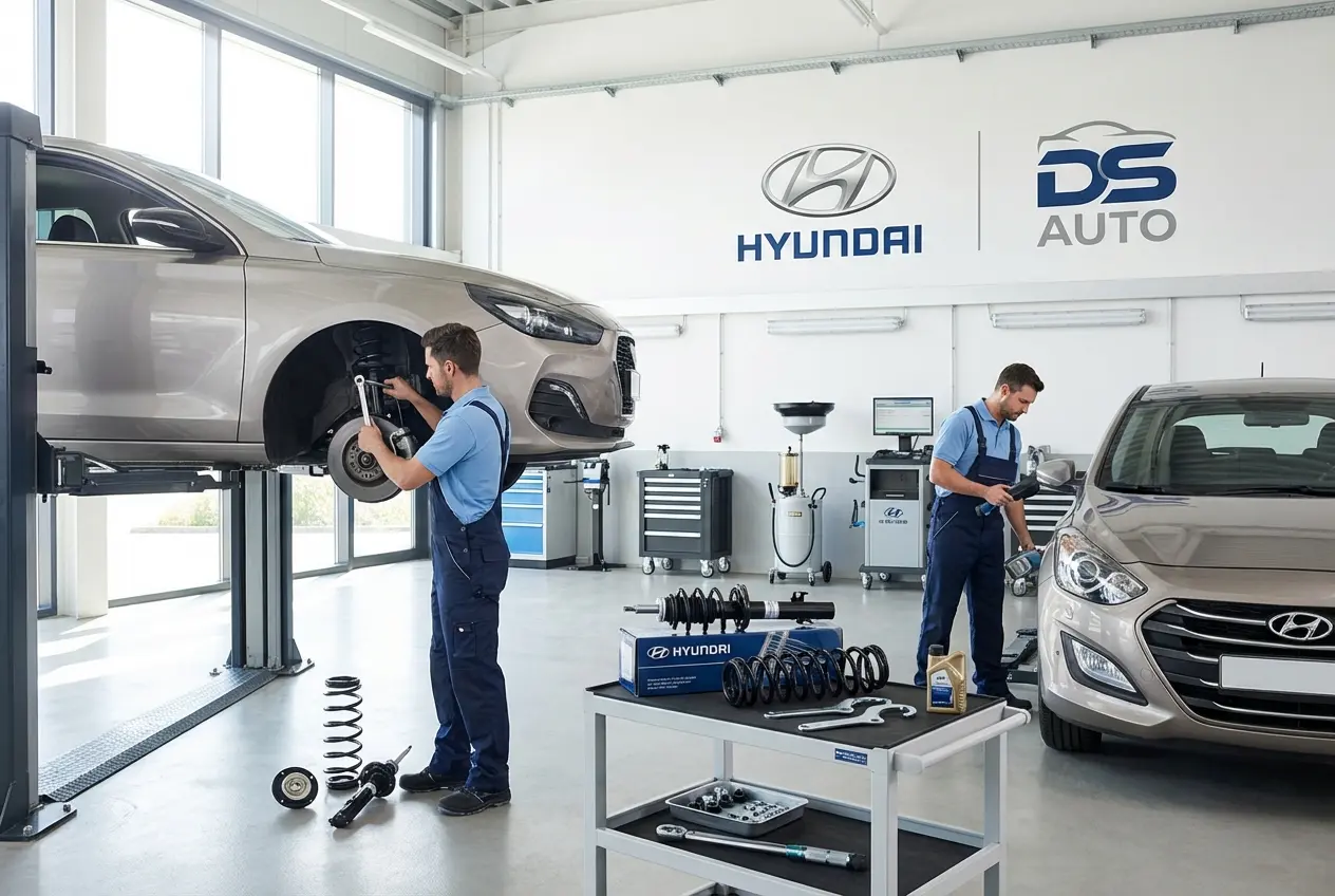 Замена передних и задних стоек амортизаторов Hyundai в автосервисе DS Auto в Жуковском
